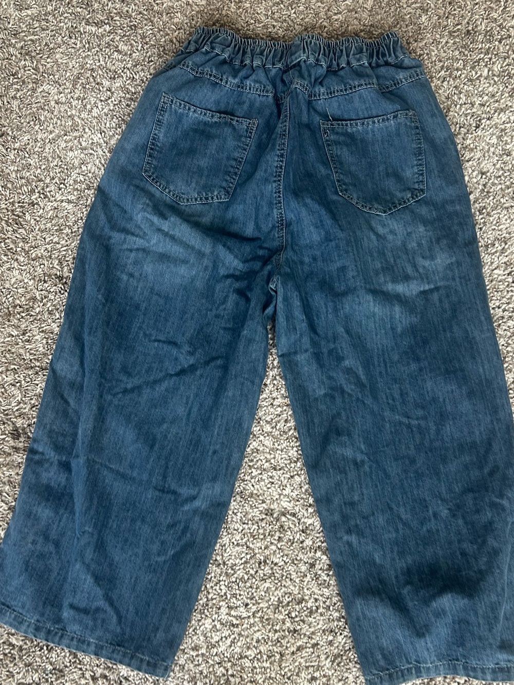 Women's Elastic Waist Wide-Leg Jeans - Blue